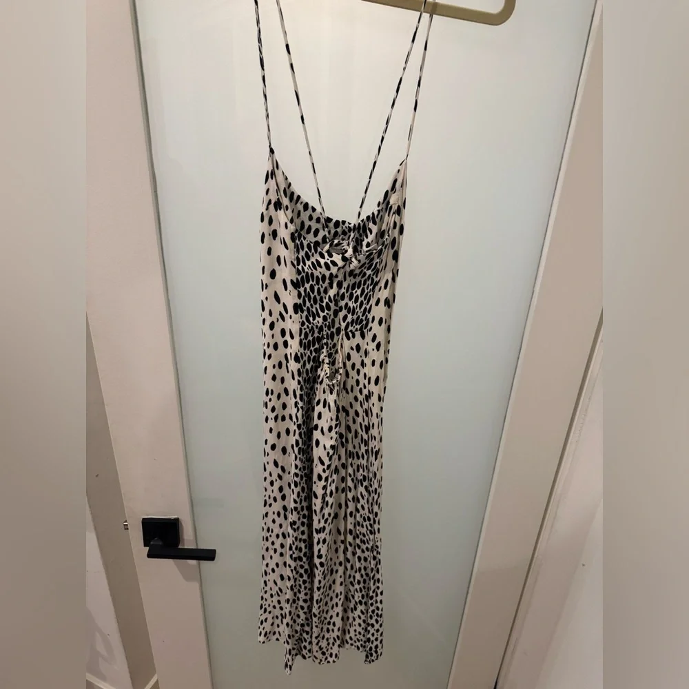 Reformation Elegant Black and White Spotted Dress with low back - Picture 7 of 8